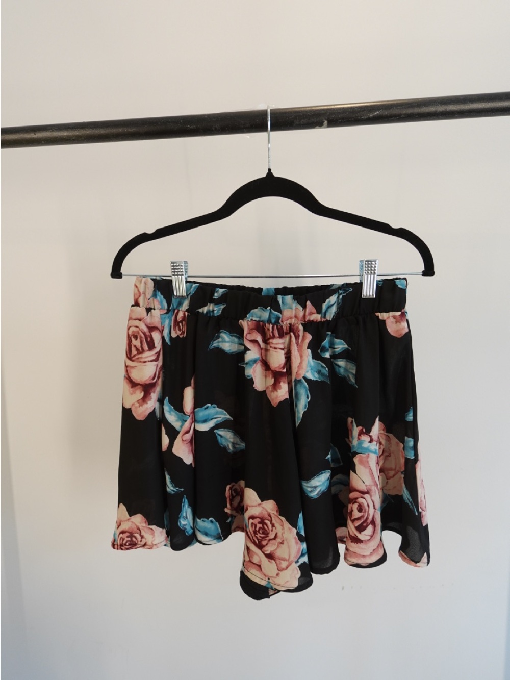 Show Me Your MuMu Black Floral High Waist Shorts